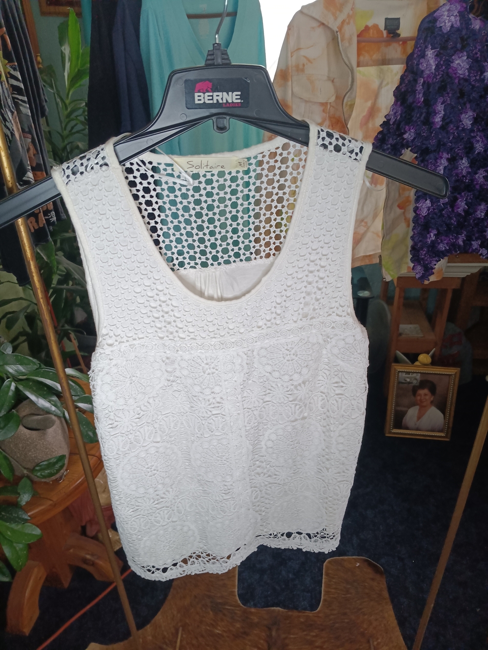 Solitaire White Crochet Lace Tank Top - Sleeveless Scoop Neck